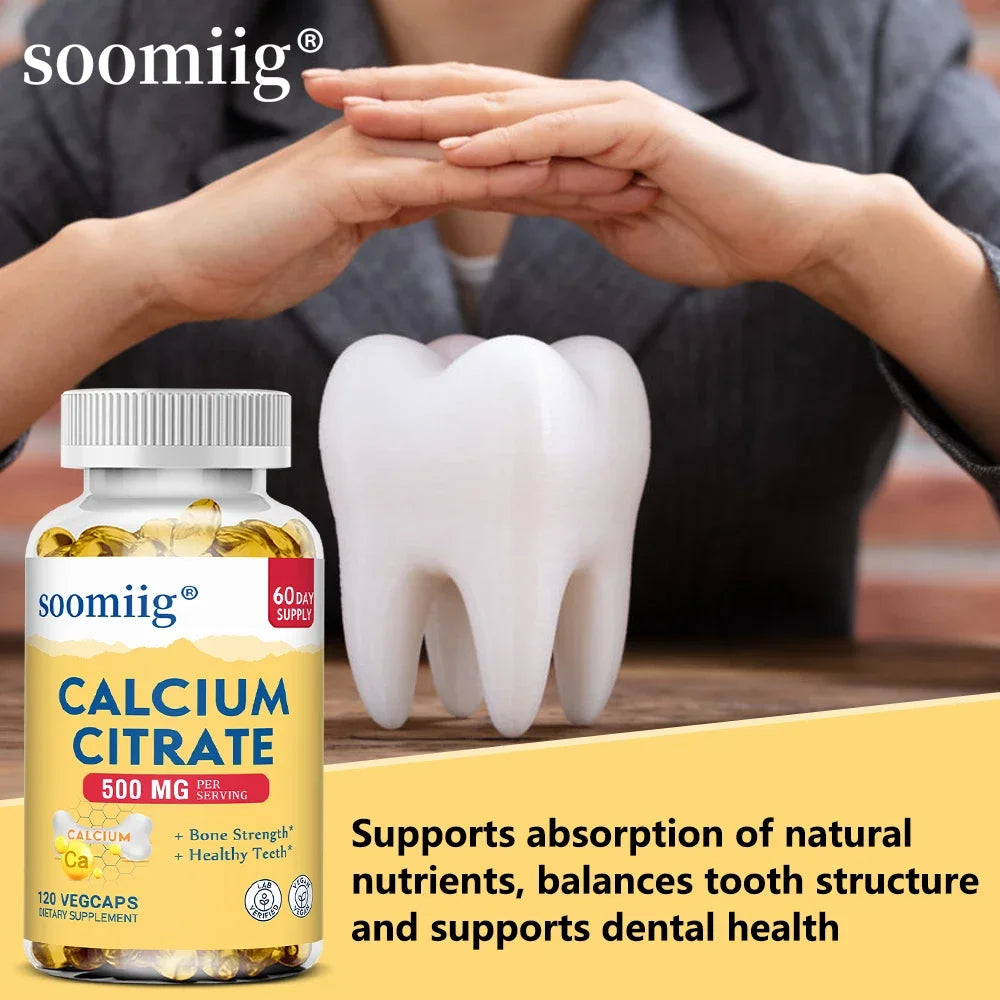 Calcium Citrate Supplement, Supports Bone Strength and Healthy Teeth, Easily Digested and Absorbed, 120 Vegetarian Capsules