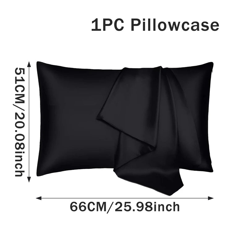 Silk Satin Pillowcase Simple Solid Color Pillow Cover Bedding Household Smooth Multicolor Satin Pillowcase Household 66x51cm