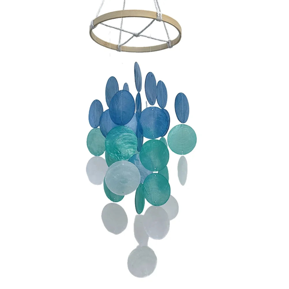 1pc Bohemian Shell Wind Chime Handmade Coastal Decor For Tranquil Spaces 40*15cm Wind Chime Hanging Decorations Photography Prop