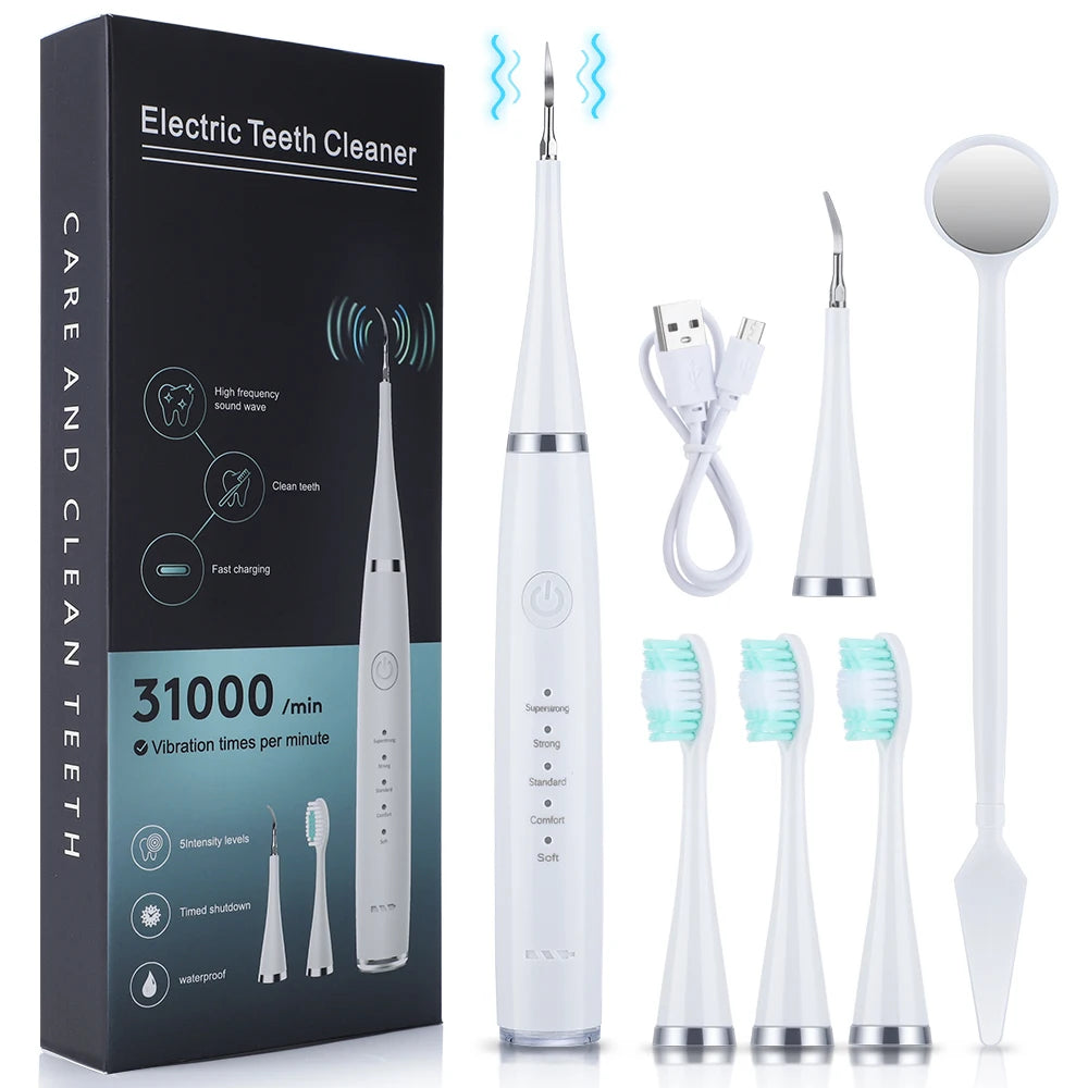 Electric Sonic Dental Calculus Scaler 5 Modes Oral Teeth Tartar Remover Plaque Stains Removal Teeth Cleaner Teeth Whitening Care