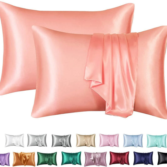 2pcs Satin Pillowcase for Skin and Hair, Satin Pillow Cases Set of 2 Soft Breathable Smooth Cooling Pillow Covers for Sleeping