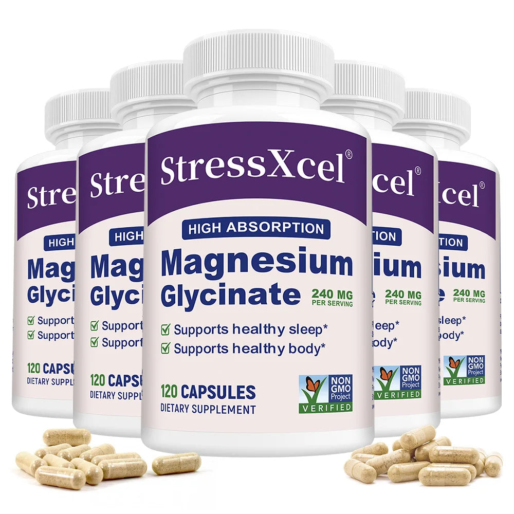 Magnesium Glycine Supplement with High Absorption Rate Supports Sleep, Muscle, Heart, Nerve Health, and Boosts Energy