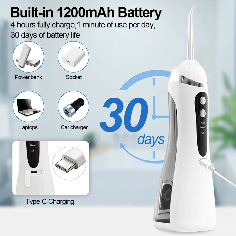 Oral Irrigator Dental Water Flosser for Teeth Portable Dental Water Irrigator Rechargeable Dental Water Jet for Teeth Cleaning