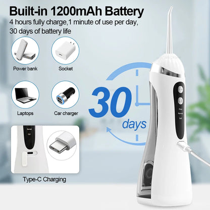 Oral Irrigator Dental Water Flosser for Teeth Portable Dental Water Irrigator Rechargeable Dental Water Jet for Teeth Cleaning