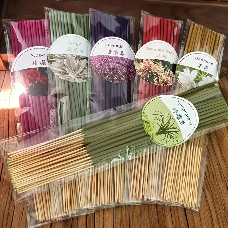 6 Sets of about 126 High-Quality Aromatherapy Sticks - Including Shrubs, Lavender, Lemongrass, Dragon's Blood, Rose, Jasmine, Ch