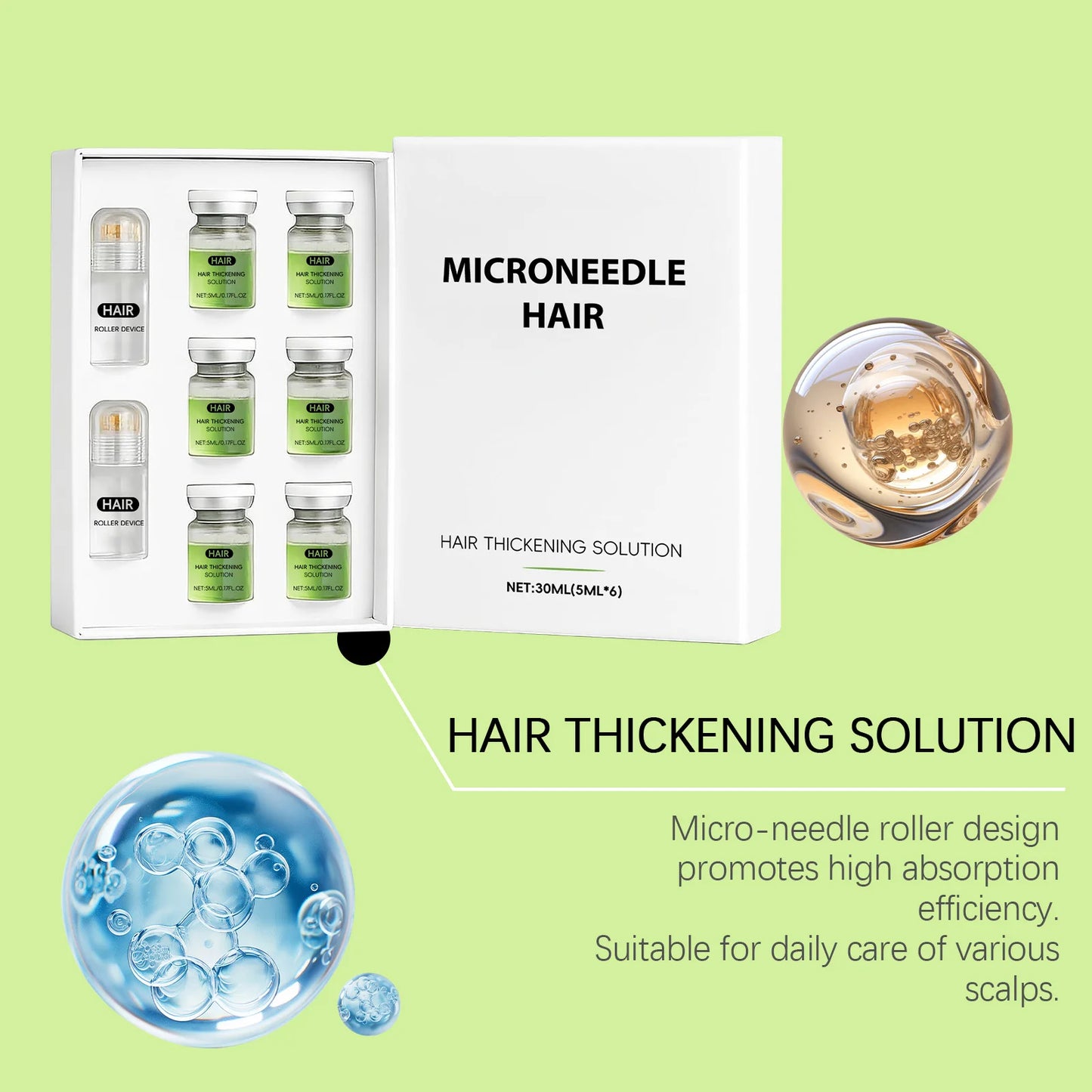 Hair Essential Care Serum Microneedle Roller Set Strengthen Roots Nourishing Scalp Hair Care Anti-Hair Loss Conditioner Essence