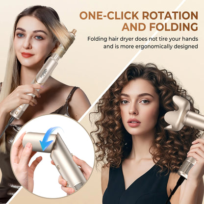 8 in 1 Hair Dryer Brush High Speed Brushless Blow Dryer Negative Ionic Hair Heating Brush Hot Air Styling Comb Hair Curler