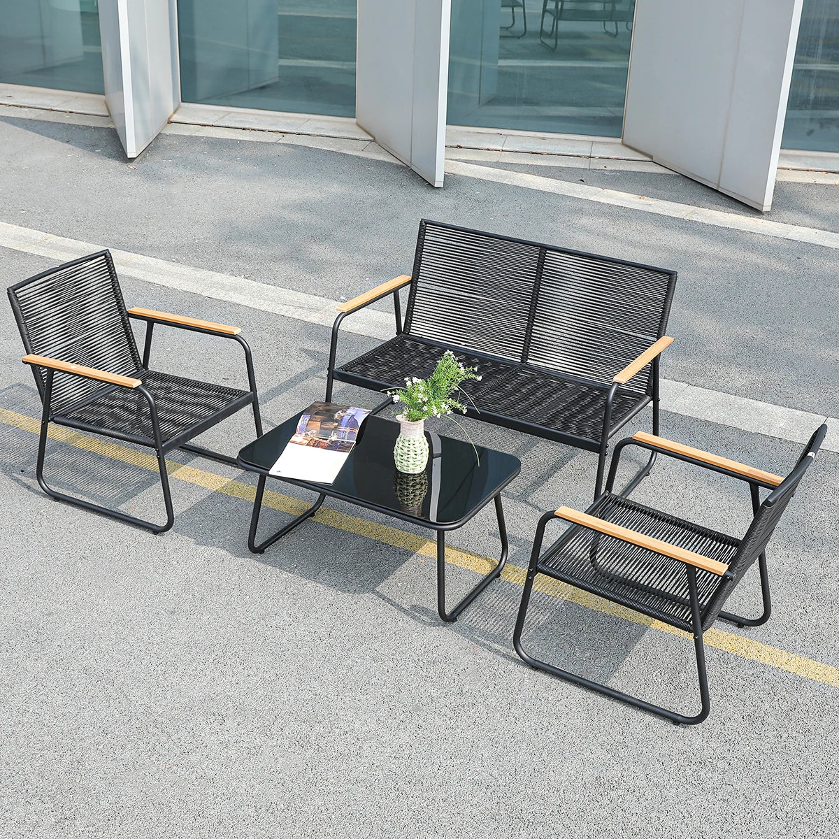 Traditional Outdoor Patio Furniture Set Indoor/Outdoor Balcony Courtyard Garden Sofa Wicker Rattan Material Gazebo Furniture