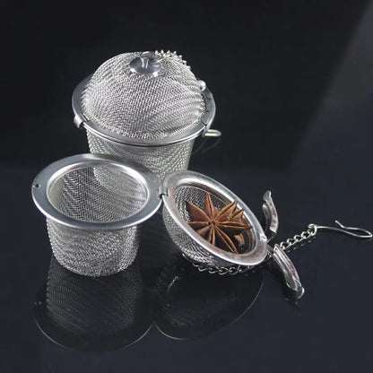 Tea Spice Strainer Seasoning Ball Mesh Herbal Ball Stainless Steel Teakettle Locking Tea Filter