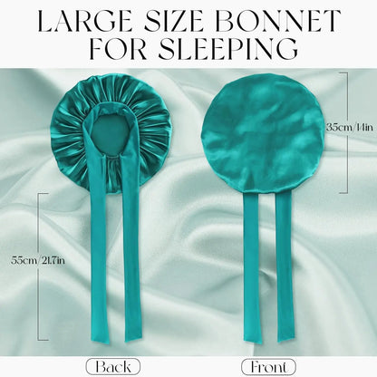 Large Silk Bonnet, Satin Bonnets for Women, Silky Sleep Cap with Tie Band, Braid Bonnet for Sleeping Curly Hair, Silk Hair Wrap,