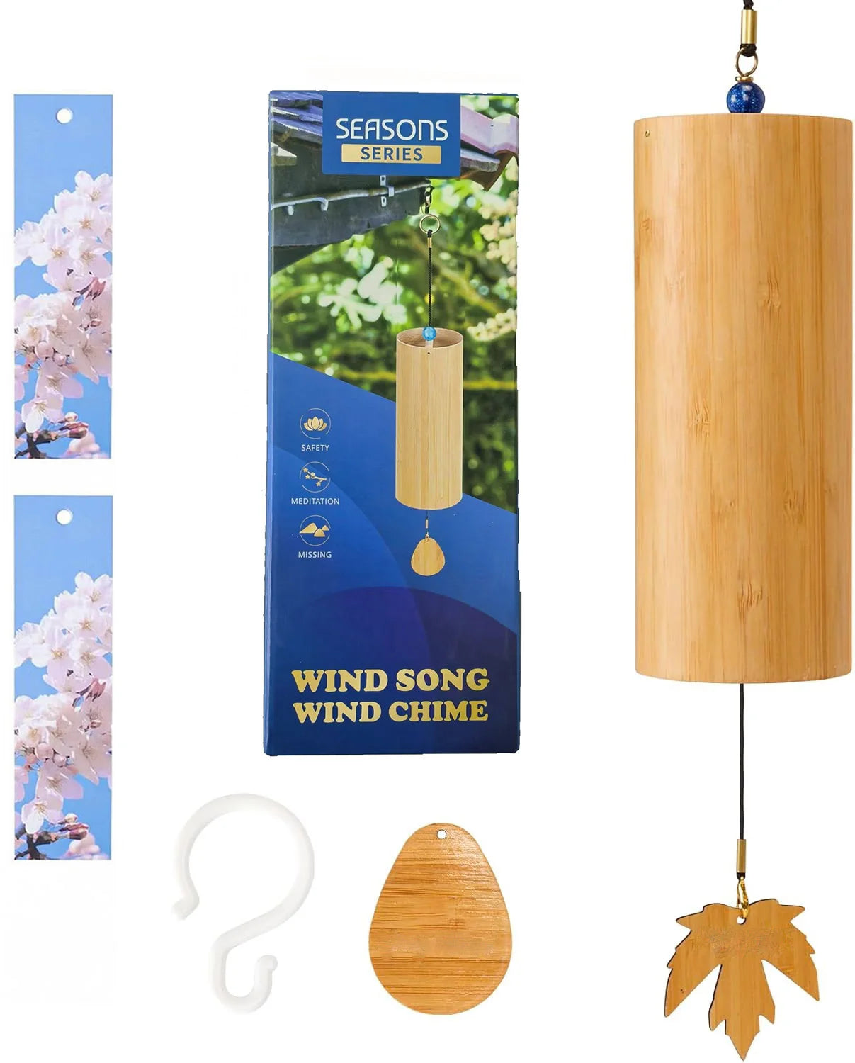 4 Chord Bamboo Wind Chimes,C G F D Chord Windbell Chime Bells,Gift for Music Lovers, Hanging Ornaments for Outdoors Courtyard