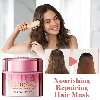 Japanese TSUBAKI Hair Mask 10-second Repair Dry Split Ends Frizzy Permed Dyed Damaged Hair Smooths And Strengthens Hair Roots