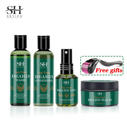 2023 Beard Growth Kit For Men Nourishing Moisturizing Moustache Growth Enhancer Oil Tea Tree Anti Hair Loss Shampoo Beard Care