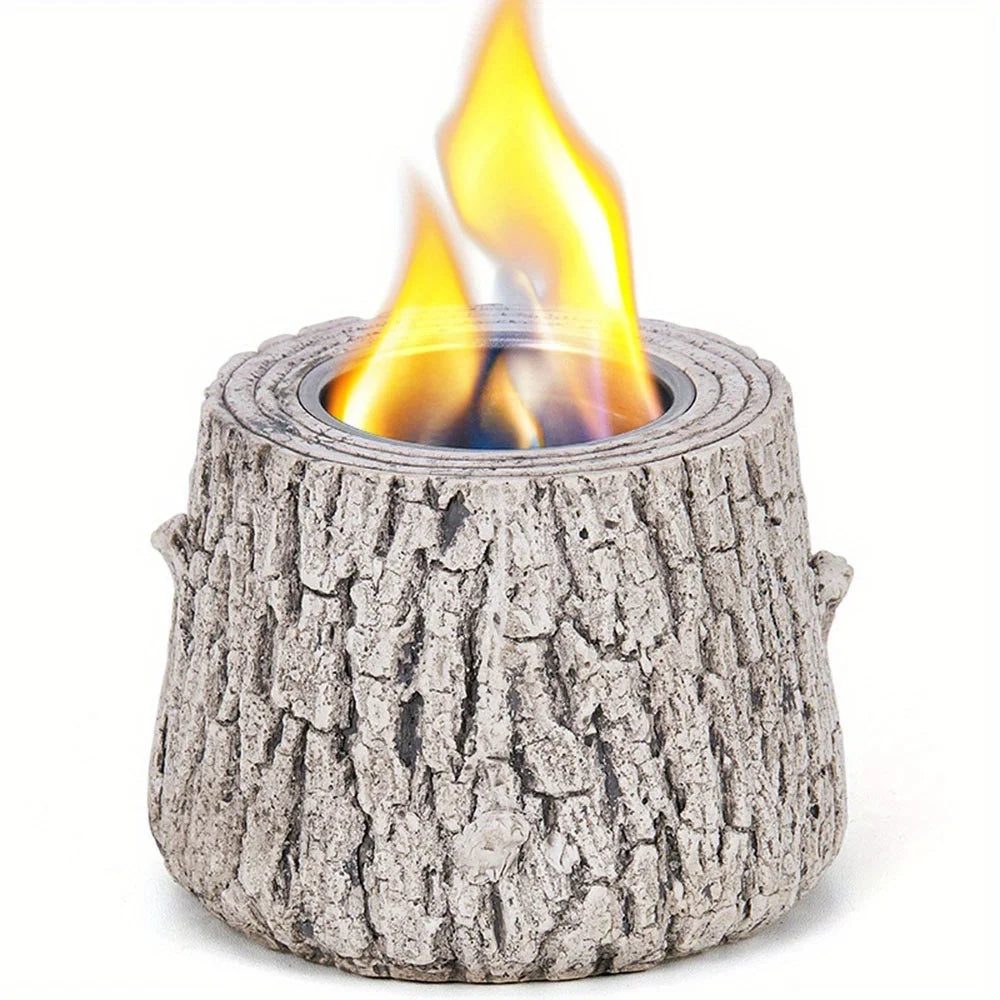 Portable Tabletop Metal Stove, Cylinder Fire Pit - Cast Iron/Ceramic Indoor/Outdoor Fireplace, Low Smoke Burning System