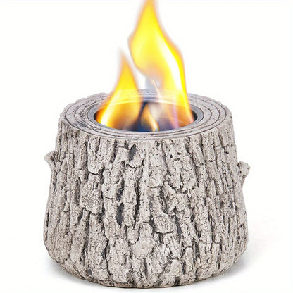 Portable Tabletop Metal Stove, Cylinder Fire Pit - Cast Iron/Ceramic Indoor/Outdoor Fireplace, Low Smoke Burning System
