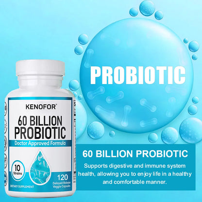 60 Billion Probiotic Supplement - 10 Unique Strains + Organic Prebiotics - Immune System Boosting Support Gut & Digestive Health