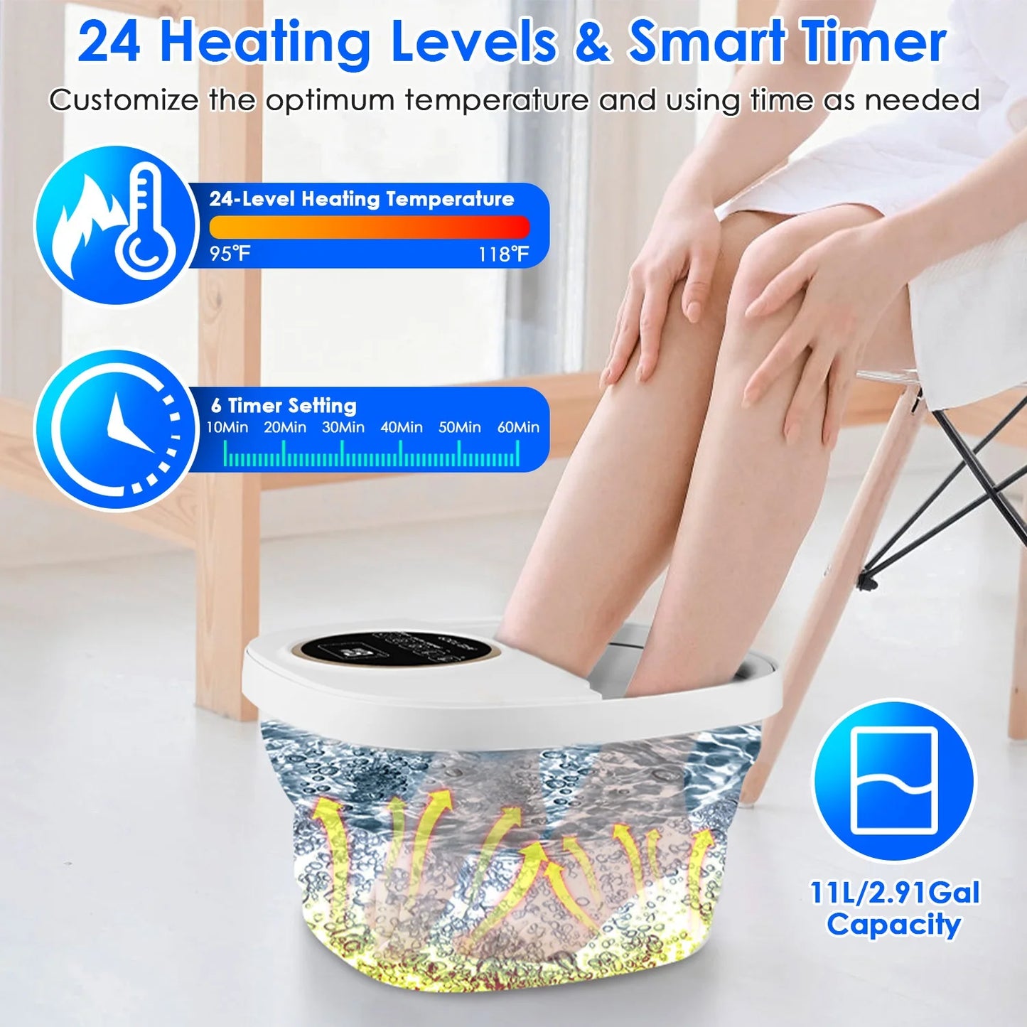 Electric Collapsible Foot Soaker Tub with Remote Control