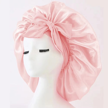 Silk Bonnet for Sleeping Women Satin Night Sleep Cap with Tie Band Scarf Wrap Hair Bonnet for Curly Hair Shower Caps  for Bath