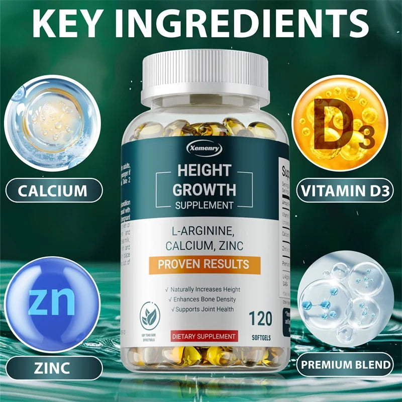 Height Growth Supplements - Strengthens Bones, Promotes Height Growth in Adults and Children, and Enhances Immunity