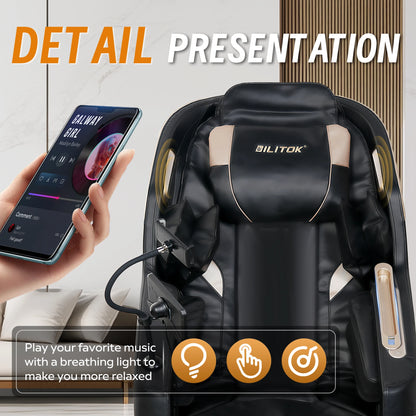 Massage Chair Recliner, Full Body Zero Gravity, Heating, Bluetooth Speaker, Phone Stand, Foot Roller
