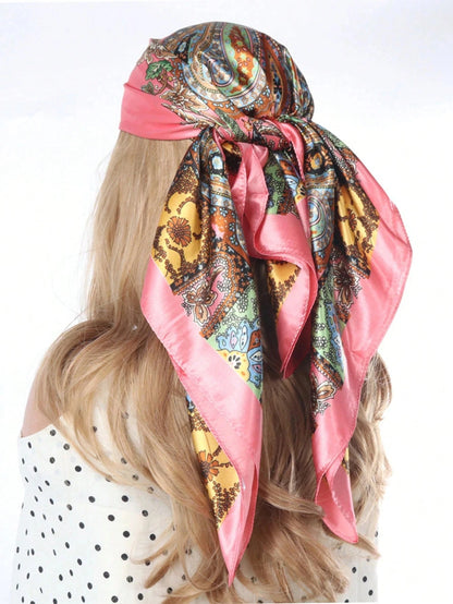 Head Scarf Women Luxury Brand Square Silk Foulard Satin Bandana Summer Soft Neckerchief Hijab Hair Scarves For Ladies