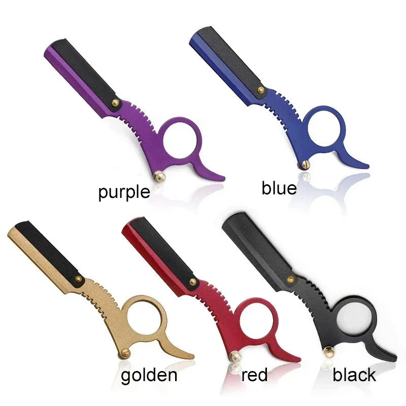 Manual Barber Razor Haircut Shaving Tool - Beard Eyebrow Trimming Blades Straight Edge for Hairdresser Professional Depilation