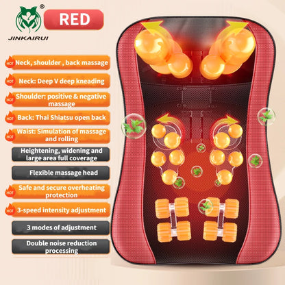 Multifunctional Electric Massage Cushion Neck Shoulder Waist Back Remote Control Deep Kneading Shiatsu Heat Fatigue Relieve Gift