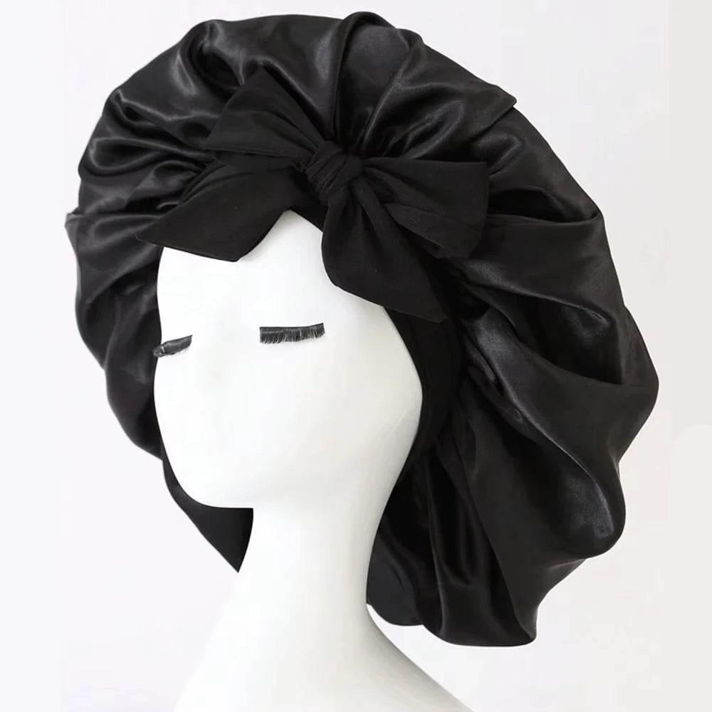 Silk Bonnet for Sleeping Women Satin Night Sleep Cap with Tie Band Scarf Wrap Hair Bonnet for Curly Hair Shower Caps  for Bath
