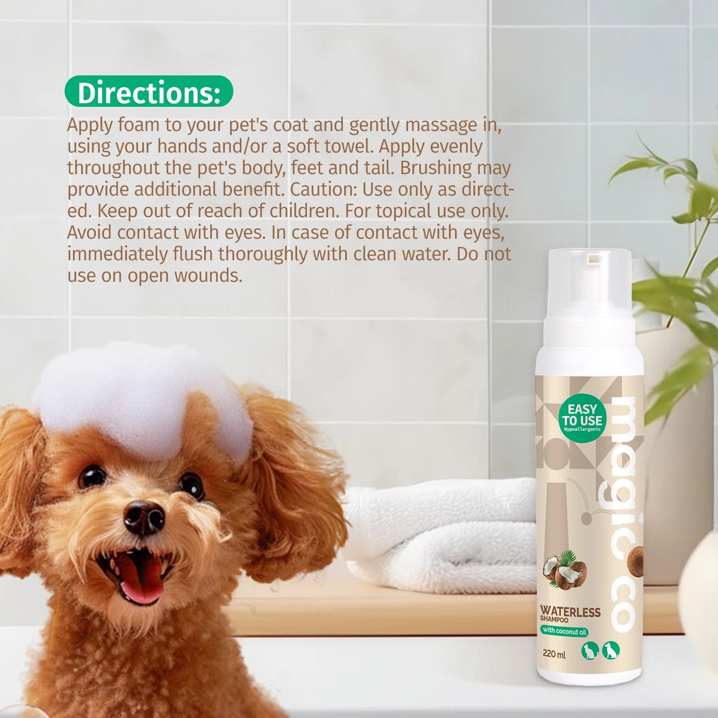 220ml Waterless Pet Shampoo No Rinse Dogs Cats Supplies Cleaning Conditioning Detangling & Moisturizing Shampoo for Dogs Cats