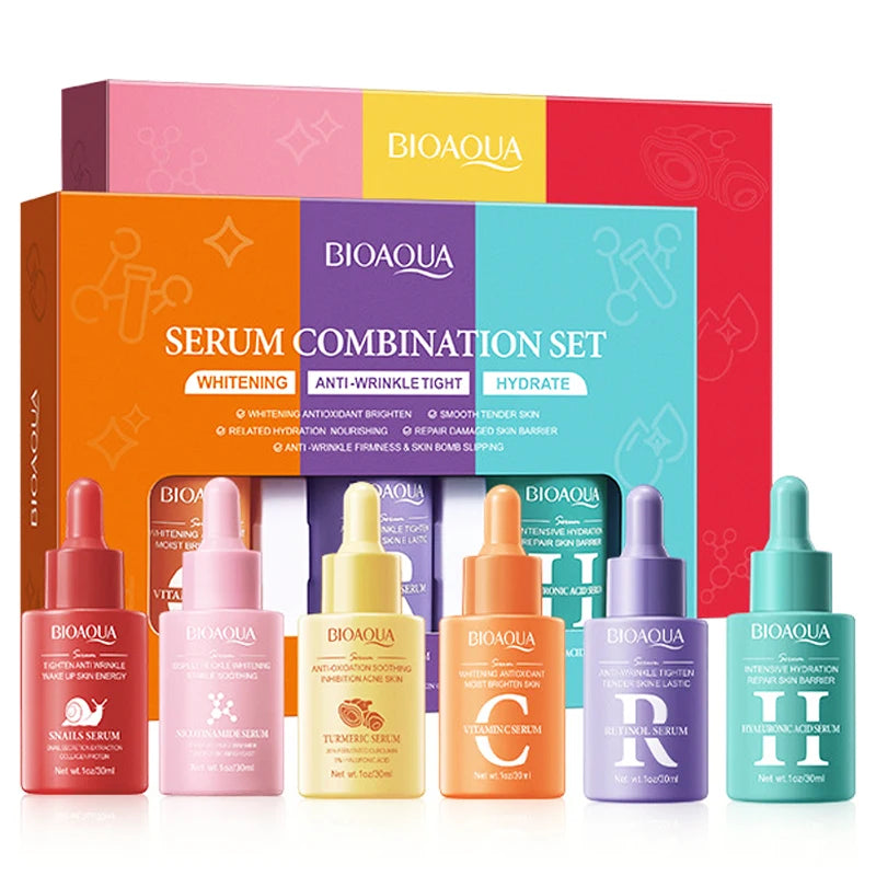 3pcs/set BIOAQUA Vitamin C Retinol Hyaluronic Acid Serum Moisturizing Whitening Anti Wrinkle Facial Essence Skin Care Sets