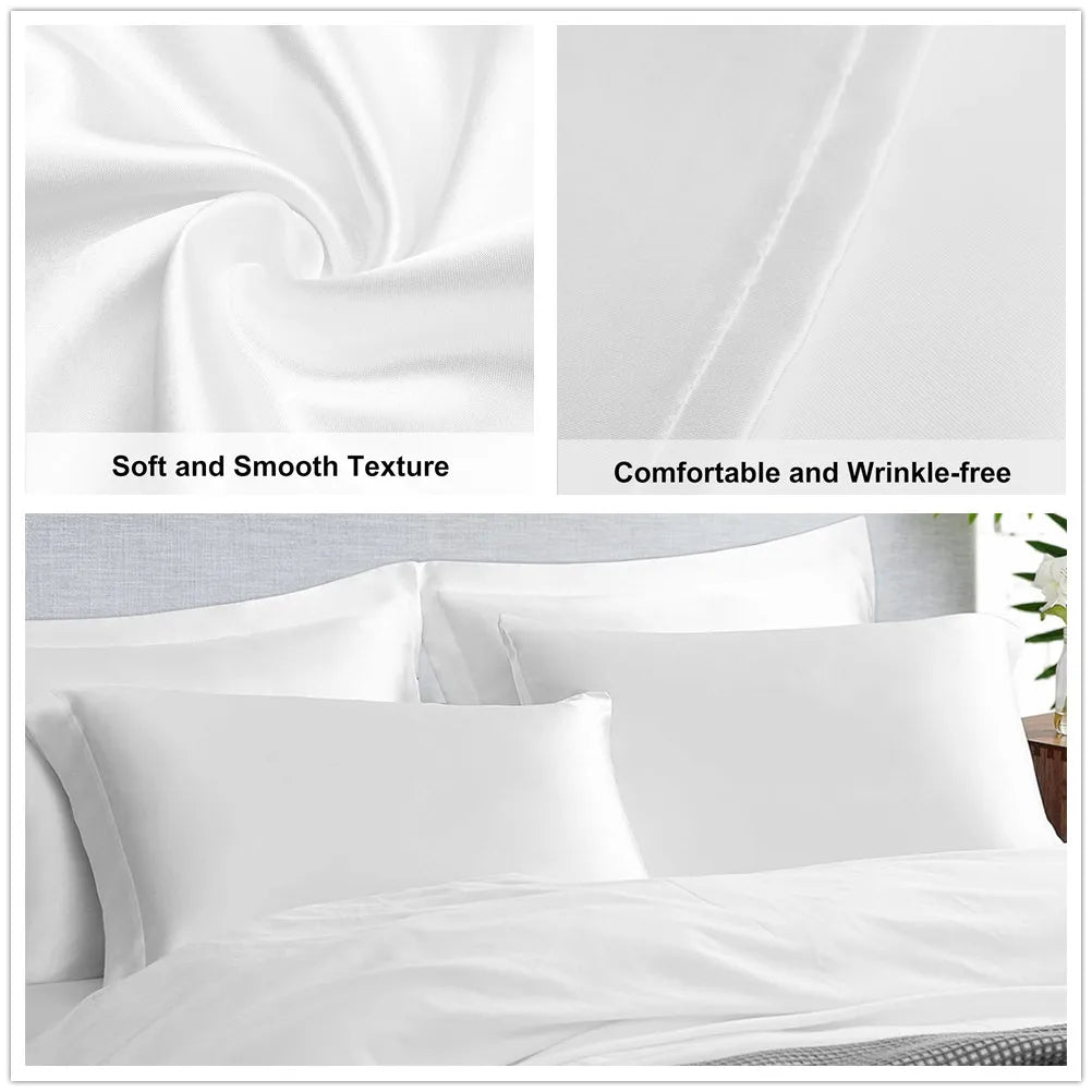 Satin Pillowcase for Hair and Skin Care Standard Queen Washable Pillow Covers Set of 2 with Envelope Closure Gifts for Women Men