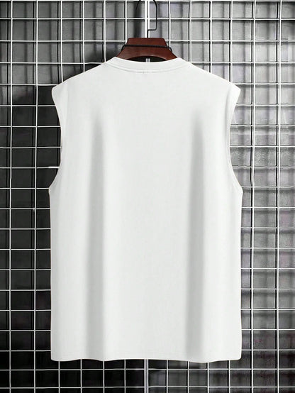 Men's' Never Give Up 'Cotton Tank Top - Breathable Sleeveless Summer Top with Round Neck Design, Suitable for Leisure