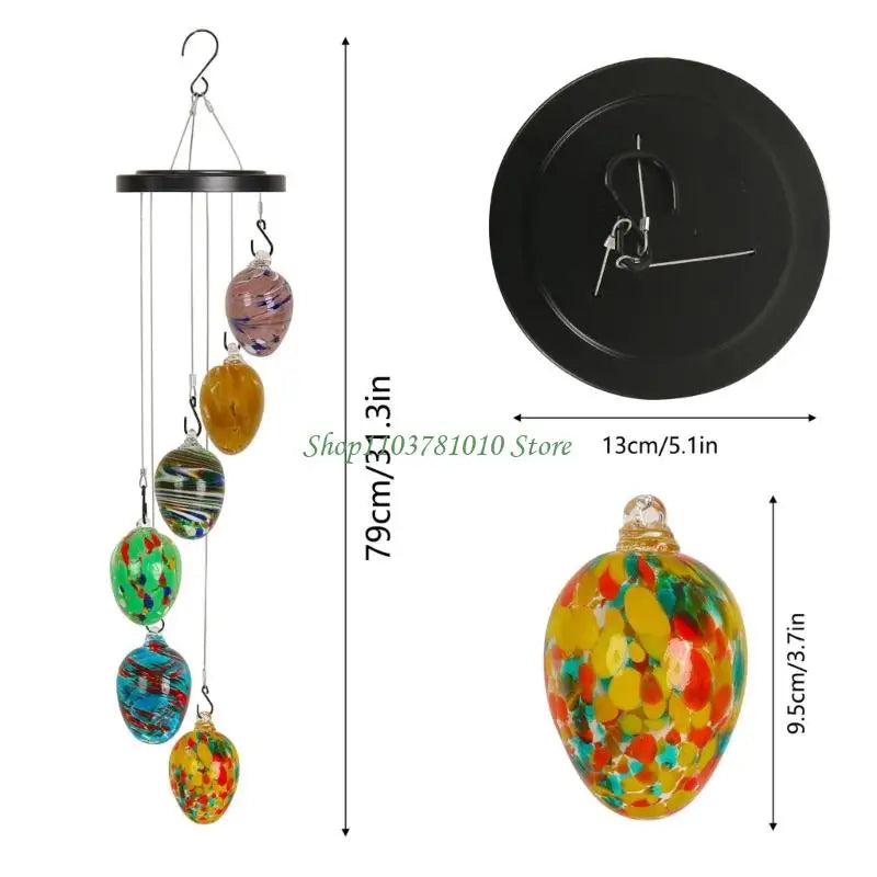 U55D Glass Wind Chimes for Outside Colorful Glass Wind Chimes Outdoor Glass Hanging