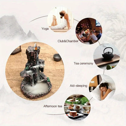 Waterfall Mountain Tower Incense Burner