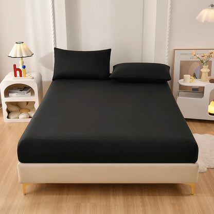 Solid Fitted Sheet 100% Polyester Soft Comfortable Breathble Bedding Set  for Home Bed Mattress (No Pillowcase）
