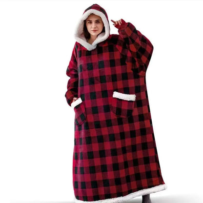 180cm Long Winter Blanket With Sleeves Plush Fleece Wearable Sofa Hooded Blanket Adult Soft Warm Flannel Weighted TV Blankets Ho