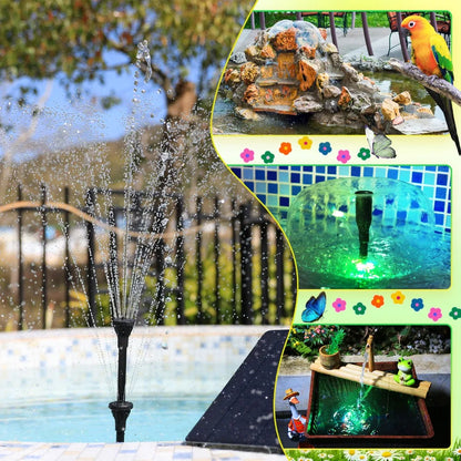 20W Solar Water Fountain, Floor Standing Water Pump, with 6 Nozzles DIY Water Feature, Perfect Landscape Accessory for Pond Pool