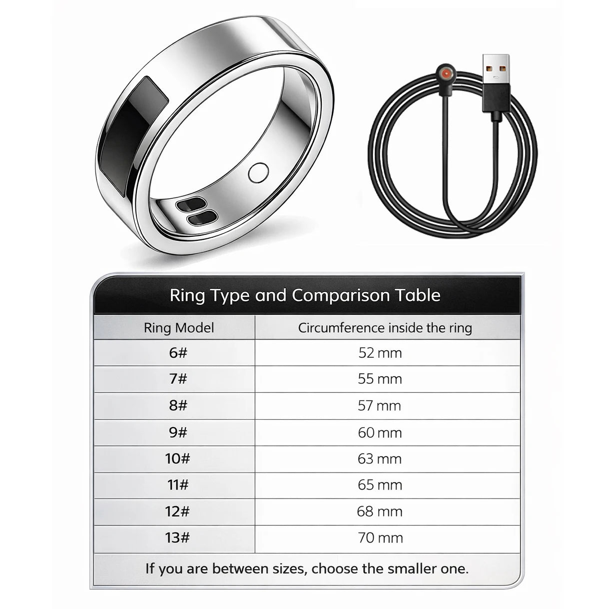 Smart Ring with Vibration Reminder, Call & Message Notification Ring, Silent Alerts, Health Tracking, Stress & Heart Rate