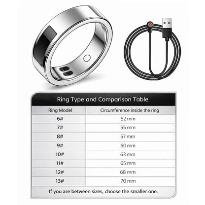 Smart Ring with Vibration Reminder, Call & Message Notification Ring, Silent Alerts, Health Tracking, Stress & Heart Rate