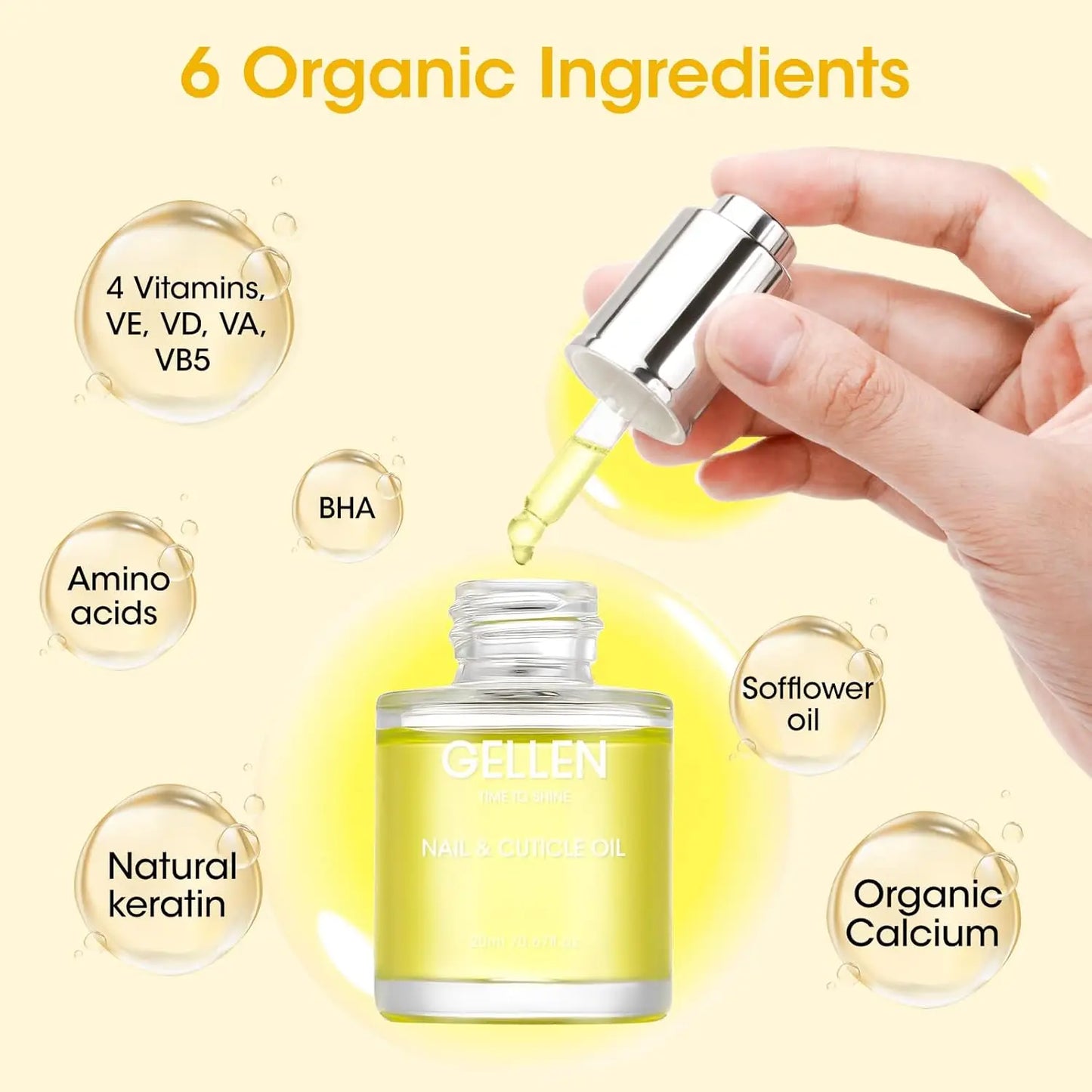 Keratin Vitamin E Nail Strengthening Serum Organic Cuticle Moisturizing Oil for Dry Fragile Nails Hydrating Manicure Supplies
