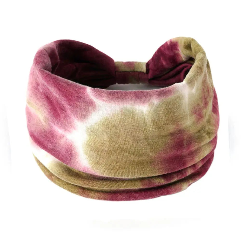 Hair Scarfs Boho for Women Girls Criss Cross Yoga Twist Headbands Sport Head Wraps Tie Dye Turban Wide Knotted Headbands