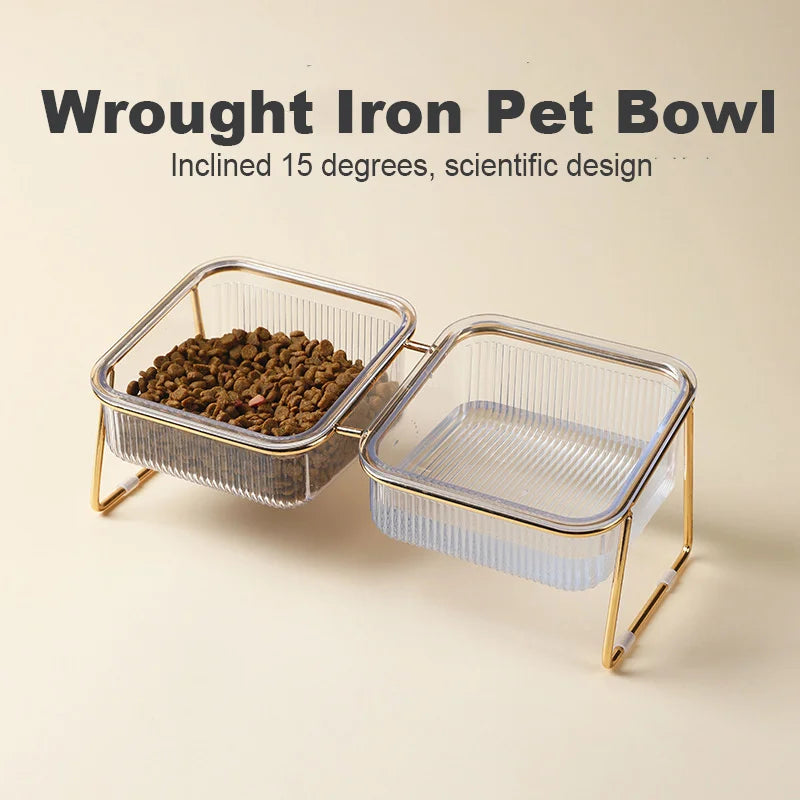 Non-Slip Raised Pet Food Bowls For Dogs And Cats-Tilted Design For Comfortable Feeding For Better Digestion Reduced Neck Strain