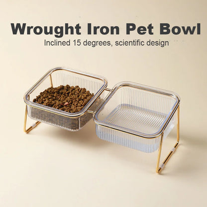 Non-Slip Raised Pet Food Bowls For Dogs And Cats-Tilted Design For Comfortable Feeding For Better Digestion Reduced Neck Strain