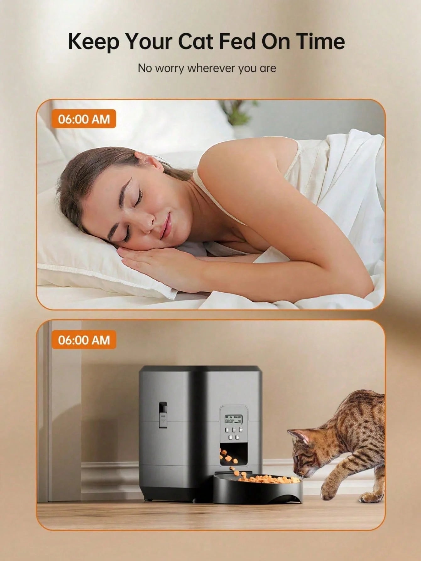 Automatic Pet Feeder, Timed Food Dispenser, 1-4 Meals Per Day, Suitable For Cats & Small , 2L Capacity, Suitable For Dry Food