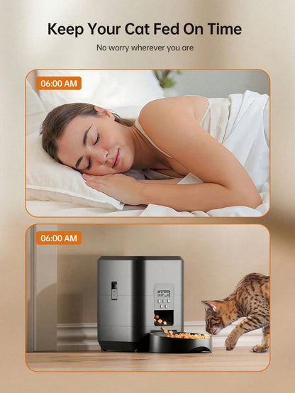 Automatic Pet Feeder, Timed Food Dispenser, 1-4 Meals Per Day, Suitable For Cats & Small , 2L Capacity, Suitable For Dry Food