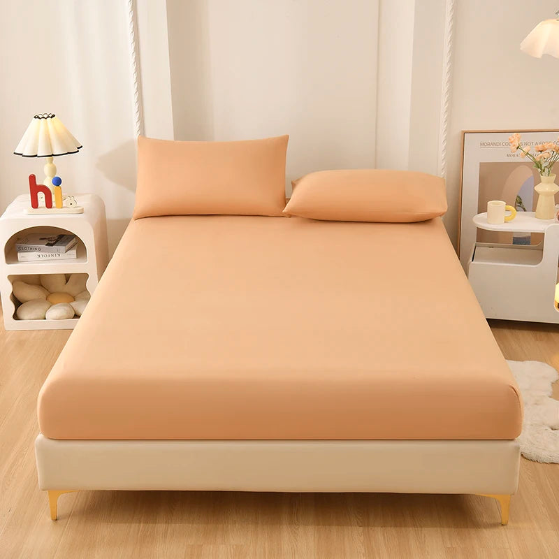 Solid Fitted Sheet 100% Polyester Soft Comfortable Breathble Bedding Set  for Home Bed Mattress (No Pillowcase）