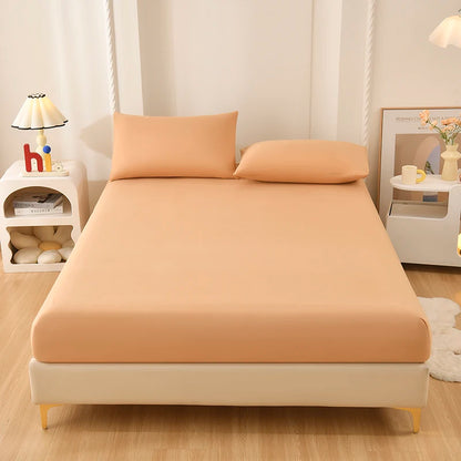 Solid Fitted Sheet 100% Polyester Soft Comfortable Breathble Bedding Set  for Home Bed Mattress (No Pillowcase）