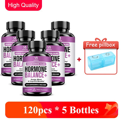 Adaptogen Herb Complex Hormone Balance Supplement, with Vitamin B6, for Reduces PMS, Menopause Symptoms & Metabolism, Vegan