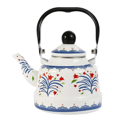 Teakettle Enamel Enamel Tea Kettle European Style 2.5L Tea Pot Comfortable Handle Handmade Water Jug Restaurant