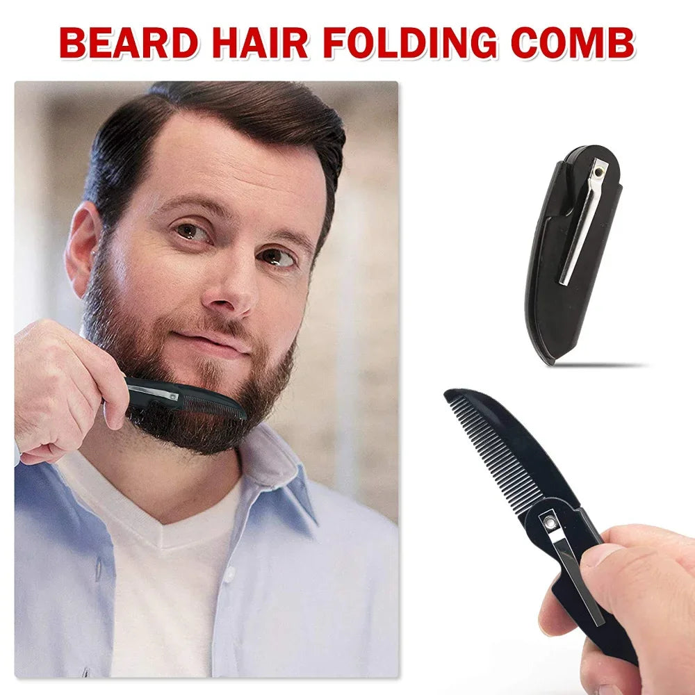 Beard Care Set Beard Styling Comb Beard Tracing Pen with Sharpener Folding Comb Manual Shaver Small Scissors